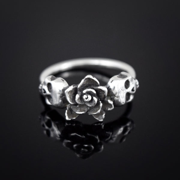 Small Rose Skull Ring